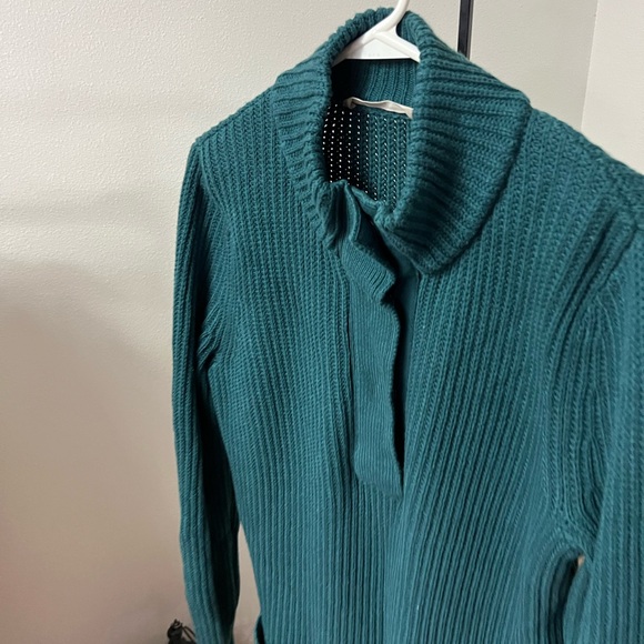 Teal Ribbed Cardigan Sweater - Picture 3 of 5